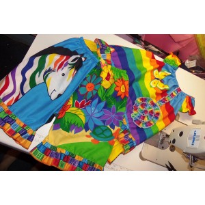 2 pc Patchwork Capri Set Rainbow Zebra Multi Colors Butterfly Girls Toddler Size 3t/4t Ready to ship image