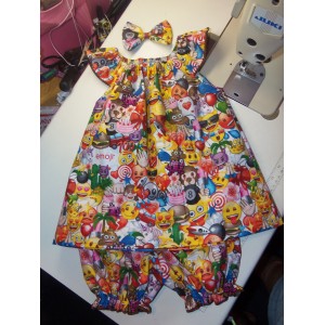 3pc Bloomer Set Emoji diaper cover cake smash birthday Size 3t Back to School image