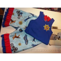 3 pc Capri Set Back to School Proud Daughter of Police Father Size 5t/6x Ready to ship