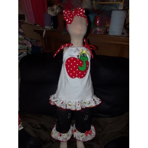 3 pc Patchwork Capri Set Back to School Girls Toddler Size 4t Ready to ship image