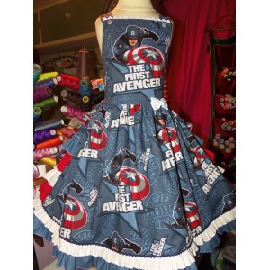 Captain America Dress Custom order any Size 2t to 8/10 Ready to ship(see option) image