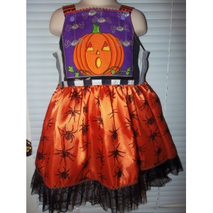 Pumpkin Spiders Halloween Girl Dress Size 3t 21in length