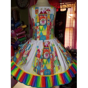 It's a Small World  Birthday, Rainbow,Tea Party Fairy tale Dress  Size 3t  