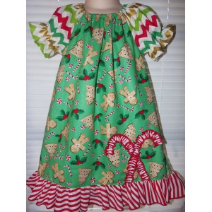 Patchwork Christmas Candy Ginger Cookies Dress Size 2t,3t or 4t Ready to ship image