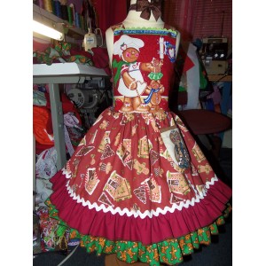 Patchwork Christmas Gingerbread Village Ginger cookies Dress  Size 5t/6