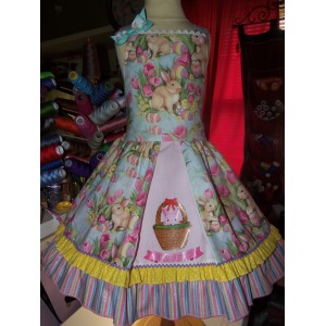Patchwork Easter Bunny Eggs Glitter Dress Size 4t Ready to ship Patchwork Easter Bunny Eggs Glitter Dress Size 4t Ready to ship image