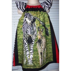 Patchwork Vintage Panel Fabric  Zebra Mammy and Baby    Girls  Dress Size  3t/4t  Ready to ship