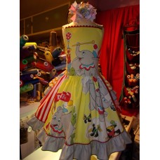 Vintage  Recycling fabric  Dumbo Circus  Ruffles  Dress Size 5t  25in length    Ready to Ship