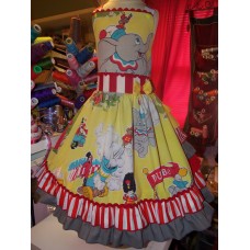 Vintage  Recycling fabric  Dumbo Circus  Ruffles  Dress Size 9/10  30in length    Ready to Ship