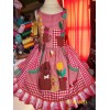Grandmas house summer dog,cat and butterfly vintage ruffle dresss