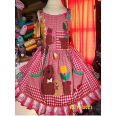 Grandmas house summer dog,cat and butterfly vintage ruffle dresss