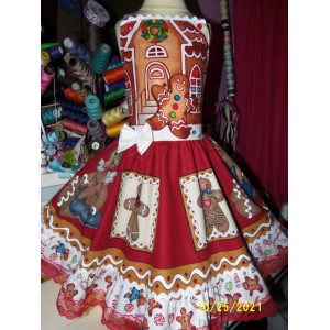 Gingerbread,ginger cookies,christmas ruffles dress size 7