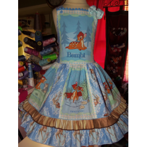 Bambi Back to School Vintage New Fabric Dress Size 4t/5t 24in length Ready to Ship