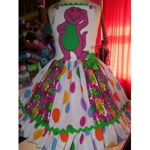 Barney and Friends   Party Day Ruffles  Vintage Fabric NEW  Dress    Size 3t