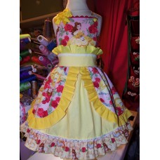 Beauty and The Beast ,Vintage,  peasant twirl dress ruffle  Girls - Pageant Dress - Birthday Party Dress  Size 4t Ready to Ship