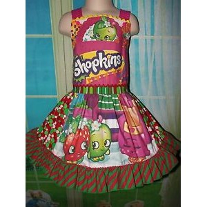 Christmas Shopkins  Dress  Sz.3t/4t Ready to ship 22 in Length