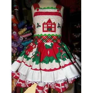 Christmas Vintage fabric Dress Size 2t Ruffles Christmas Vintage fabric Dress Size 2t Ruffles