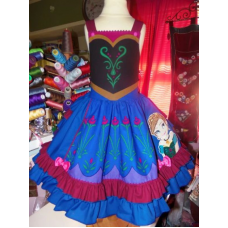 Frozen Sister Anna Ruffles Dress Size 6-6x 27in length Ready to Ship