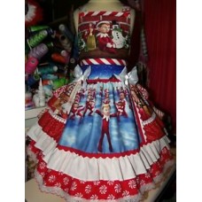 ELF ON THE SHELF Girls Dress RARE Vintage Fabric  Size 5t Ruffles Christmas