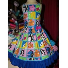 Finding Dory Nemo Vintage Fabric Christmas Girls Dress   Size 5