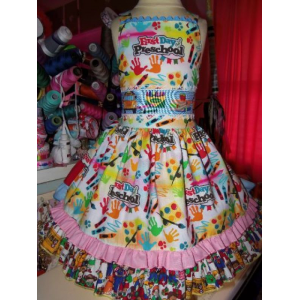 First day of Preschool Back to School Patchwork Dress Size 4t