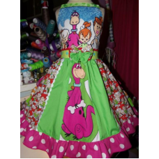 Flintstones Family Vintage fabric Christmas Dress Size 5t-6 Ready to ship