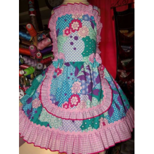 Flowers gingham fabric Patchwork Vintage Bows Dress Size 4t/5t 24 n length