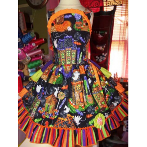 Ginger house Halloween Candy land Ruffles Dress Size 3t/4t 23in length Ready to Ship