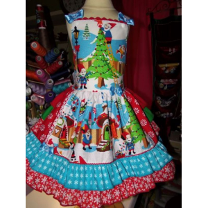 Gnome Sweet Home Christmas Ruffle Dress Size 5 - 6 Ready to ship
