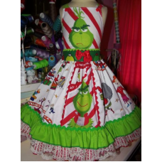 Grinch Christmas Vintage Fabric Dress Size 6 Ready to ship