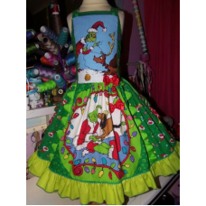 Grinch Christmas Vintage Fabric Dress Size 6/7 Ready to ship