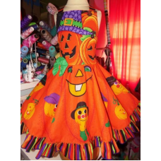 Halloween Pumpkin Girl Dress Size 6 26in length Full circle skirt