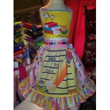 Handmade Back to School Owl  Girls Dress Size  4t Ready to Ship