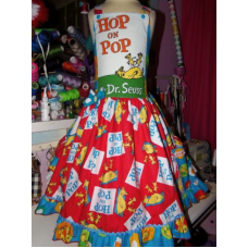 Hop on Pop Dr.Seuss Christmas Vintage Fabric Dress Size 8/9 Ready to ship