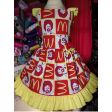 McDonalds Dress Up ,Play Day , Patchwork Girls Dress Size 3t ,5t Vintage NEW Fabric