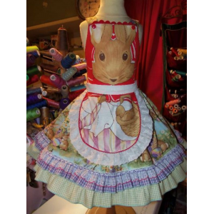 Mrs Bunny VINTAGE Fabric Easter Bunny Rabbit Ruffle Dress Mrs Bunny VINTAGE Fabric Easter Bunny Rabbit Ruffle Dress