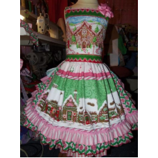 Patchwork Christmas Gingerbread Village Ginger cookies Gingerbread Girl Costume Dress Size 5t-6_