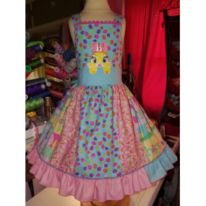 Patchwork Easter Bunny Eggs Dress Size 6 Ready to ship