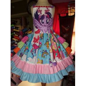 Patchwork Little Pony Christmas Pony Birthday, rainbow dash Tea Party Fairy tale Dress Size 5t Ready to ship