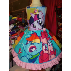 Patchwork My Little Pony Valentine Day Easter Summer Party Pink Ruffle Dress Size 5t/6 Ready to ship
