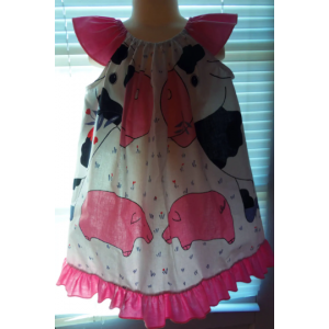 Patchwork Vintage Panel Fabric Cow and Pigs Farm Girls Dress Size 4t Ready to ship