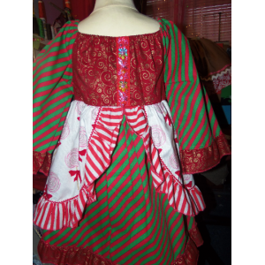Patchwork Vintage fabric Christmas lollipop candy and Bows Glitter Dress