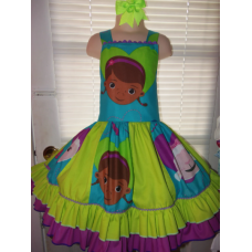 Patchwork Doc Mcstuffins Ruffle Dress Size 5t Ready to ship(see measurements)