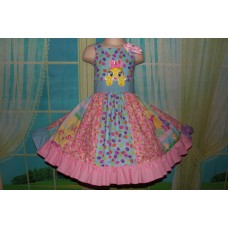 Patchwork Easter Bunny Eggs Dress Size 3t Ready to ship image