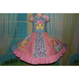 Patchwork Easter Bunny Eggs Dress Size 3t Ready to ship image