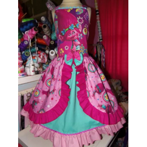 Poppy Troll Smile Doll Polka Dots Ruffle Dress Size 8/9 Ready to ship