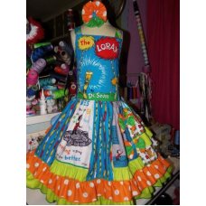 RARE Dr. Seuss Lorax Dress-Girl's Dress -Back to School- Spring Dress, Birthday Dress, Classic Kid's stories, Size 8