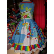 Rainbow Unicorn and Bears Dress Size 5t Ready to ship
