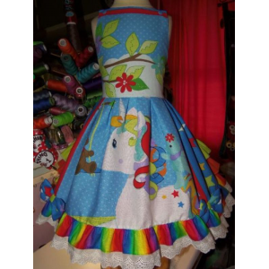 Rainbow Unicorn and Bears Dress Size 5t Ready to ship