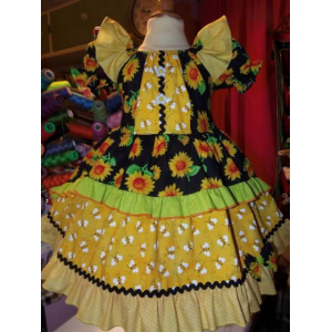 Sunflowers and Bees Vintage Fabric Ruffle Dress Size 3t Ready to ship Sunflowers and Bees Vintage Fabric Ruffle Dress Size 3t Ready to ship